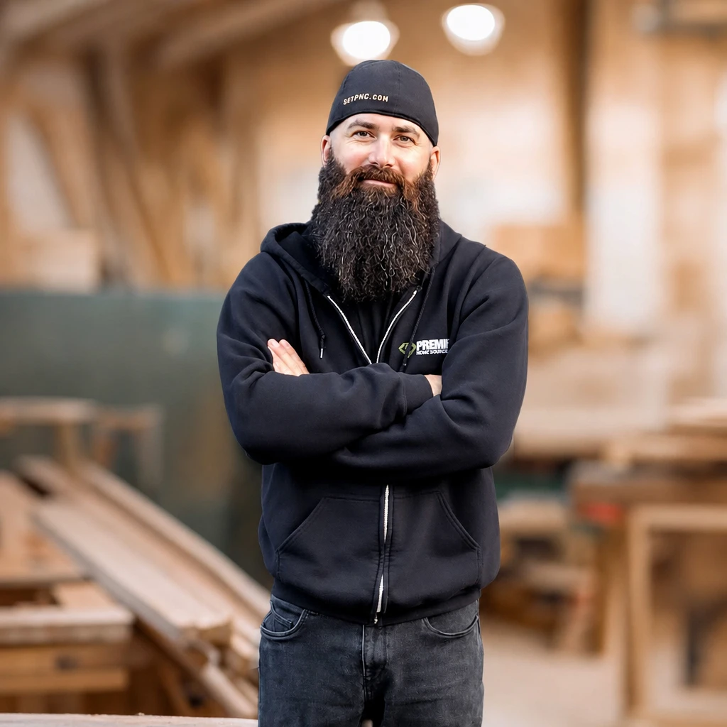 Cleaned portrait of team member in workshop